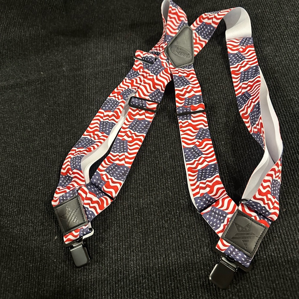 Patriotic Wave Pattern Suspenders